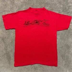 Vintage 80s Ralph Steadman T Shirt Mens L Red USA Single Stitch Gonzo RARE